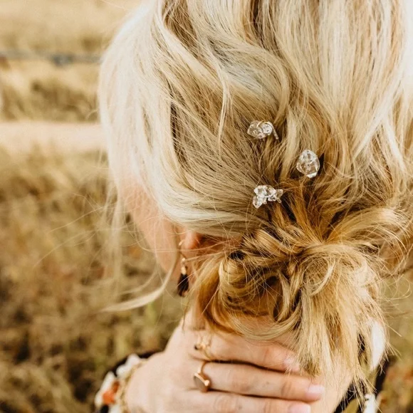 ONLY ONE SET AVAILABLE: Herkimer Diamond Hair Pins Herkimer Diamond Hair Pin – MarMar Jewels Boutique main image 3